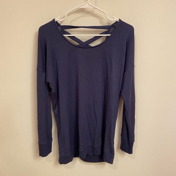 Athleta Crisscross back Sweatshirt Blue Size Small - Picture 3 of 6